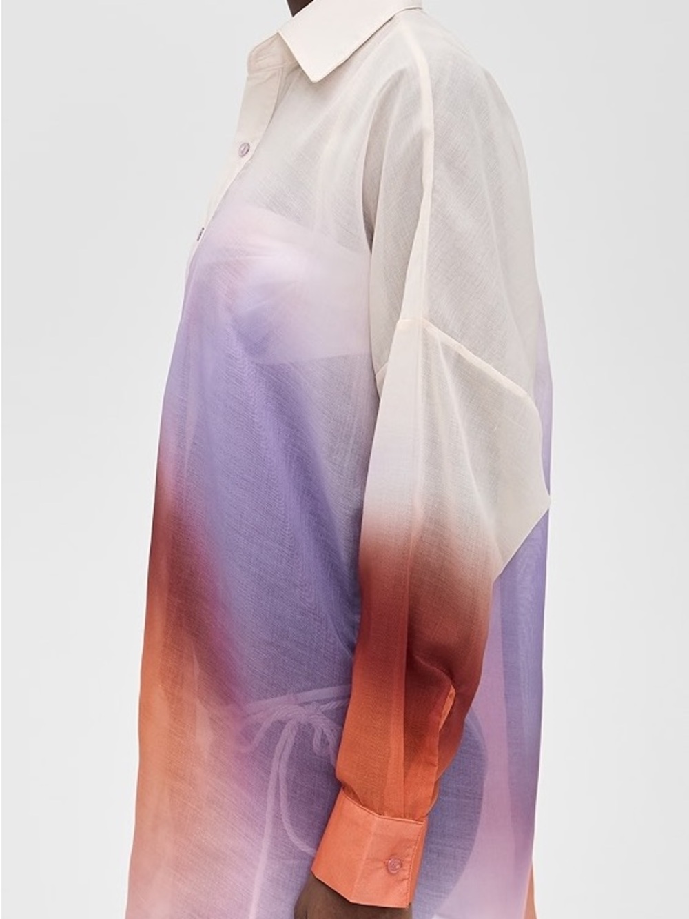 Baobab Collection Women's Ombre Button-Front Shirt - Cream, Coral & Lavender - Picture 8 of 8